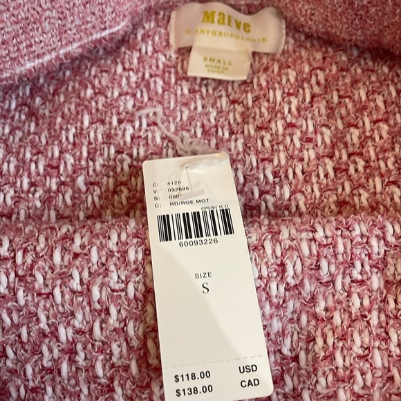 New Anthropologie Maeve Tamara Fringed Mini Sweater Skirt Pink Size Small NWT - Picture 7 of 9